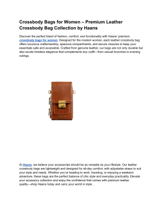 Premium Leather Crossbody Bag Collection by Haans