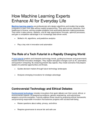 How Machine Learning Experts Enhance AI for Everyday Life