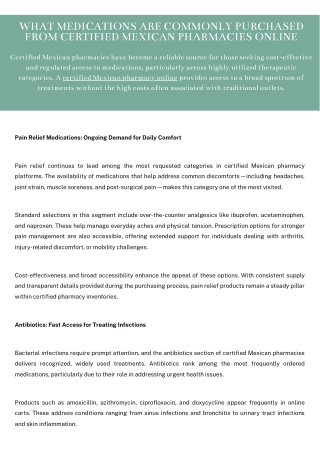 What Medications Are Commonly Purchased from Certified Mexican Pharmacies Online