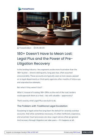 Legal Plus and the Power of Pre-Litigation Recovery