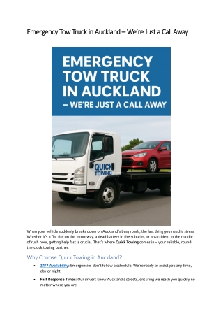 Emergency Tow Truck in Auckland