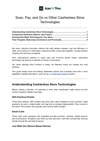 Scan, Pay, and Go vs Other Cashierless Store Technologies