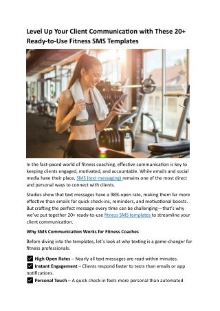 Level Up Your Client Communication with These 20 Ready to use Fitness SMS Templates