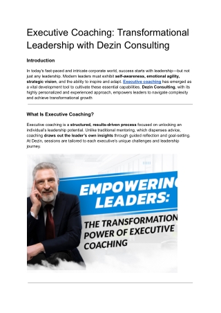 Executive Coaching | Dezin Consulting