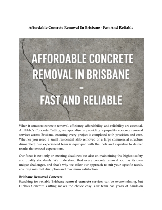 Affordable Concrete Removal In Brisbane - Fast And Reliable