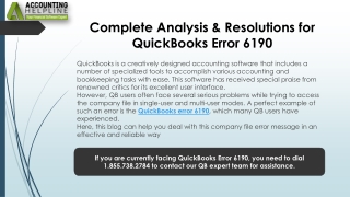 Effective Ways to Fix QuickBooks Error 6190 Quickly