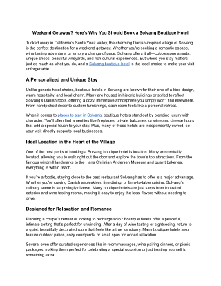 Weekend Getaway_ Here’s Why You Should Book a Solvang Boutique Hotel