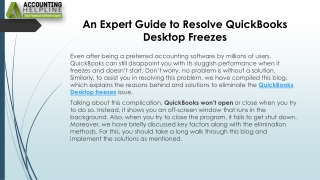 How to Fix QuickBooks Desktop Freezes Easily