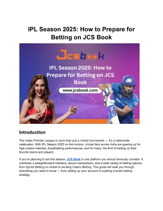 IPL Season 2025 How to Prepare for Betting on JCS Book
