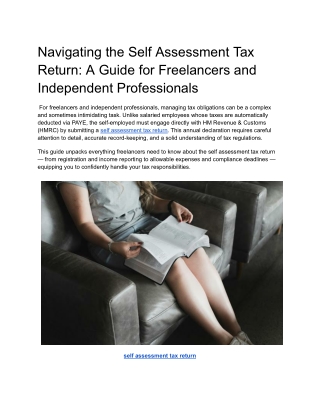 Navigating the Self Assessment Tax Return_ A Guide for Freelancers and Independent Professionals