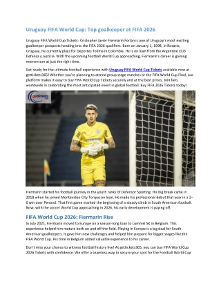 Uruguay FIFA World Cup Top goalkeeper at FIFA 2026