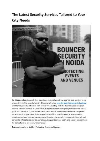 The Latest Security Services Tailored to Your City Needs