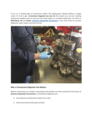 Transmission Diagnostic Test Near Me – Brownies Independent Transmission in Miamisburg & Dayton, OH