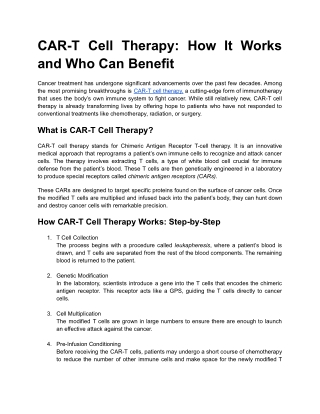CAR-T Cell Therapy_ How It Works and Who Can Benefit