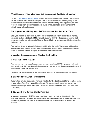 What Happens If You Miss Your Self Assessment Tax Return Deadline_