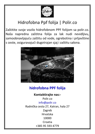 Hidrofobna Ppf folija | Polir.co