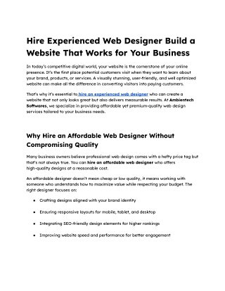 Hire Experience Web Designer