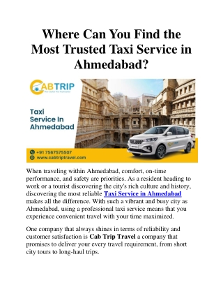 Hire Taxi in Ahmedabad for Airport, City & Outstation