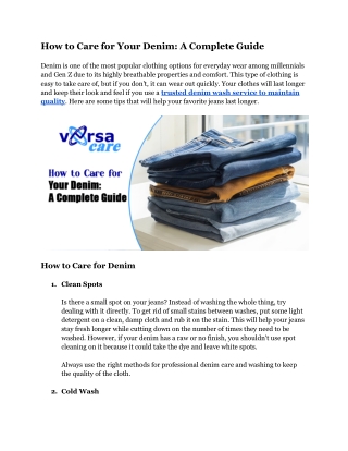 How to Care for Your Denim: A Complete Guide