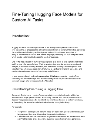 Fine-Tuning Hugging Face Models for Custom AI Tasks