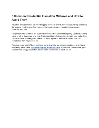 5 Common Residential Insulation Mistakes and How to Avoid Them