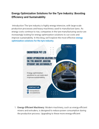 Energy Optimization Solutions for the Tyre Industry