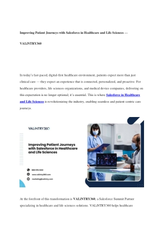 Improving Patient Journeys with Salesforce in Healthcare and Life Sciences — VALiNTRY360