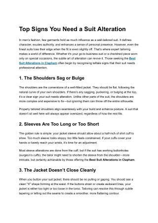 Top Signs You Need a Suit Alteration