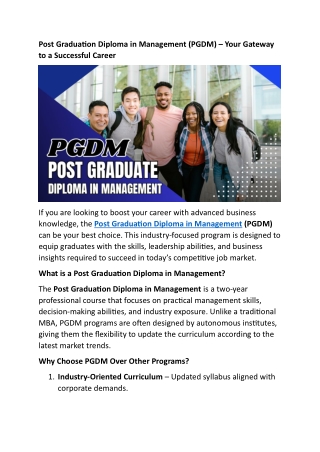 Post Graduation Diploma in Management