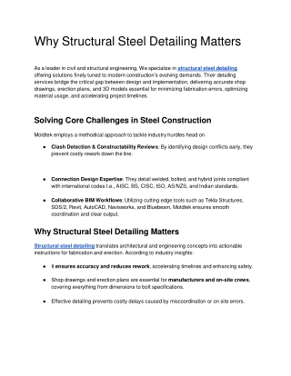 Why Structural Steel Detailing Matters