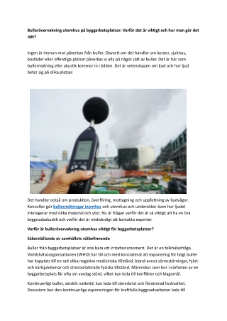 Bullerövervakning utomhus på byggarbetsplatser