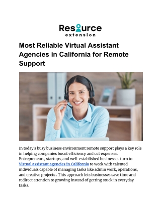 Reliable Virtual Assistant Agencies in California for Remote Support