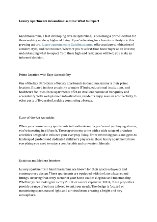 Luxury Apartments in Gandimaisamma What to Expect