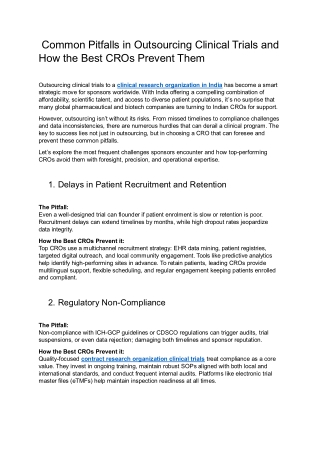 Innovate Research August1_Common Pitfalls in Outsourcing Clinical Trials and How the Best CROs Prevent Them