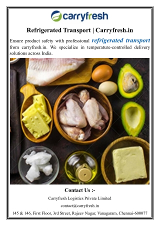 Refrigerated Transport  Carryfresh.in