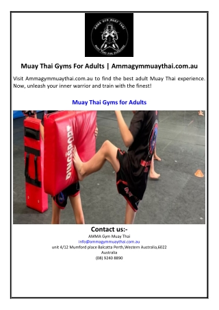 Muay Thai Gyms For Adults | Ammagymmuaythai.com.au