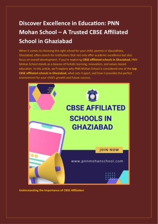 A Trusted CBSE Affiliated School in Ghaziabad