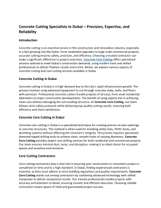 Concrete Cutting Specialists in Dubai