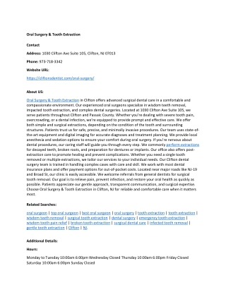 Orаl Surgerу & Toоth Extrаction