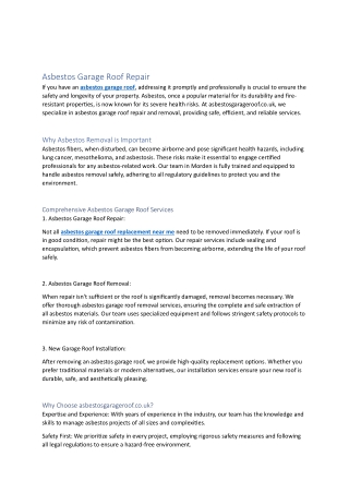 asbestos garage roof