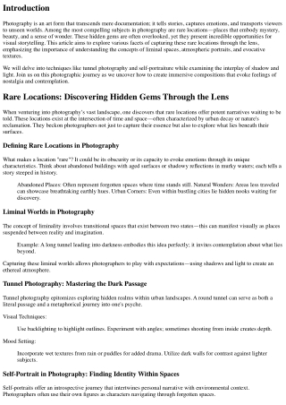 Rare Locations: Discovering Hidden Gems Through the Lens