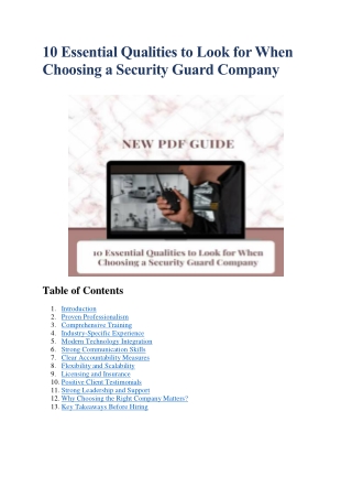 10 Essential Qualities to Look for When Choosing a Security Guard Company