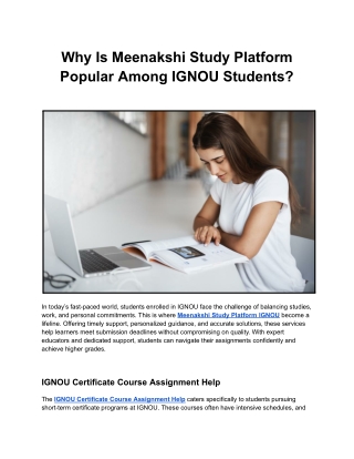 Why Choose Ignou Assignment Helper Online Services from Ignou Assignment Helper