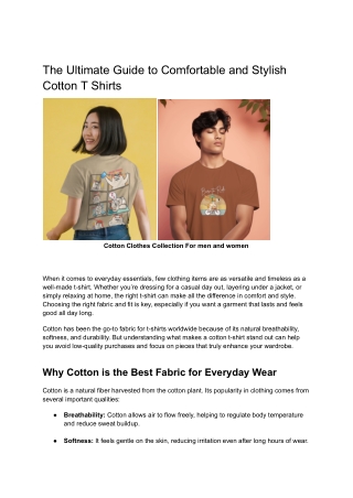 The Ultimate Guide to Comfortable and Stylish Cotton T Shirts