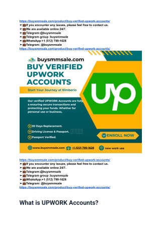 The Best Place to Buy Verified UPWORK  Accounts: 2025 Updates and Features