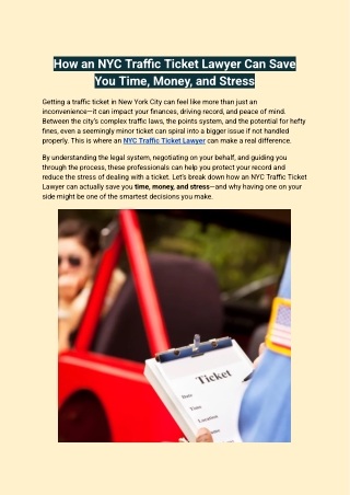 How an NYC Traffic Ticket Lawyer Can Save You Time, Money, and Stress