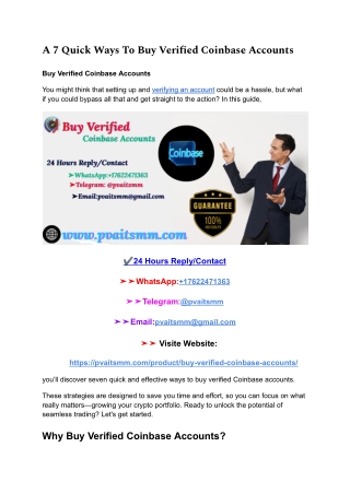 A 7 Quick Ways To Buy Verified Coinbase Accounts