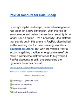 PayPal Account for Sale Cheap