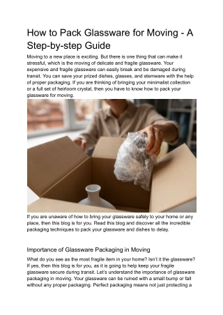 How to Pack Glassware for Moving - A Step-by-step Guide