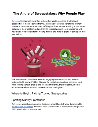 The Allure of Sweepstakes Why People Play